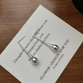 Minimalist S925 sterling silver drop earrings with high-polish finish on paper card - 925 Silver / Mirror Silver (EHI015)