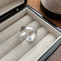 Minimalist S925 sterling silver open ring with matte frosted irregular wavy design - Adjustable Open / Silver (JZB111)