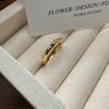 Minimalist S925 sterling silver gold ring with irregular wavy molten texture and glossy finish - Adjustable Open / Gold