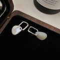 Detailed view of S925 silver earrings with irregular white mother-of-pearl insets - Irregular Mother of Pearl Pendant Style (26ES43) / 925 Silver