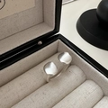 Minimalistischer S925 Sterling Silber Ring mit matter gebürsteter Oberfläche in Box - Einstellbar Offen / Matt Unregelmäßige Form (JZH058)
