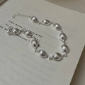 Bracciale in argento sterling S925 con perle d'oliva testurizzate su un libro d'epoca - Stile a Grani d'Oliva Striati (SLS051) / Argento 925 / Argento