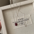 Collana in argento sterling S925 con pietra a goccia rossa in scatola vintage - Stile Goccia d'Acqua Rossa (28TL33) / Argento 925