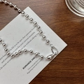Collana di perle in argento S925 lucido con un'unica chiusura a moschettone a goccia - Collana XL014 / Argento 925