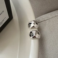 Boucles d'oreilles créoles en argent 925 martelé avec texture métal liquide irrégulier - Argent 925 / Style Forme C Martelé Argent (EHR019)