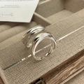 Minimalist S925 sterling silver wide band ring set with polished mirror finish surface - Minimalist Smooth Surface Two-Piece (JZX076)