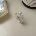 S925 sterling silver minimalist open ring with unique molten lava texture surface - Adjustable Open / Silver Textured Style (JZE045)