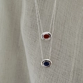 Collane minimaliste in argento sterling S925 con pendenti in agata ovale rossa e blu - Stile Agata Rossa (XL013)