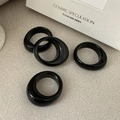 Minimalistische chunky ring van zwarte agaat met een hoogwaardige glanzende afwerking - Eén maat / Zwarte Agaat Textuur (29JZ61)