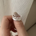 Minimalist S925 sterling silver stackable ring set with twisted and smooth texture design - Adjustable Open / Twisted Wire Brushed Double Layer Style (JZF048)