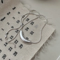 Minimalist S925 sterling silver curved bar necklace with matte finish on snake chain - Arc Frosted Style (XLV092)