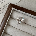 Elegant S925 sterling silver hollow heart open ring in minimalist Korean design style - Adjustable Open / Hollow Heart Style (JZF051)