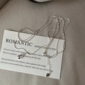 Minimalist S925 sterling silver necklace featuring a teardrop pendant and layered chain - Minimalist Teardrop Style (XLV093) / 925 Silver