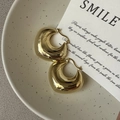 S925 silver golden hollow crescent earrings with high polish finish on ceramic plate - 925 Silver / Gold