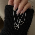 Minimalistische S925 Sterlingsilber Kette mit ineinander verschlungenen Herzanhängern - Ineinandergreifender Doppelherz-Stil (29TL43) / 925er Silber