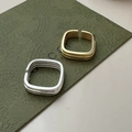 Minimalistische S925 Sterlingsilber quadratische offene Ringe in Gold- und Silberoptik - Quadratischer Mehrschicht-Stil (JZE056) / Gold