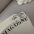Minimalist S925 sterling silver chunky C-shaped hoop earrings with polished finish - 925 Silver / Silver Polished Chunky C-Shape Earrings (EHK060)