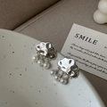 Eleganti orecchini a nuvola in argento S925 con perle a forma di gocce di pioggia - Design Nuvola e Goccia di Pioggia (EHR027) / Argento 925