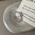 Minimalist S925 sterling silver beaded star ring with pearl luster on shell tray - Star Pearl Beaded Style (23JZ25)