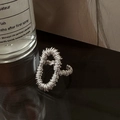 Minimalist S925 sterling silver ring with unique spiral textured geometric design - Adjustable Open / Silver Spiral Texture Style (JZA085)