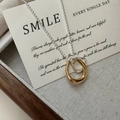 Collana minimalista in argento S925 con doppi anelli intrecciati in oro e argento - Argento 925 / Stile bicolore oro e argento (XLU080)
