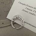 Minimalist S925 sterling silver multi-layered twisted open ring on white card - Adjustable Open / Silver (JZA090)