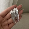 Elegant S925 sterling silver tassel earrings with delicate hanging metal chains - Tassel Style (EHR088) / 925 Silver