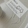 Boucles d'oreilles pendantes minimalistes en argent S925 avec créoles et détails de franges - Style Corde Blanche à Glands (26ES54) / Argent 925