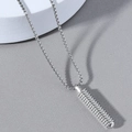 Men's geometric spiral cylinder pendant with silver stainless steel box chain necklace - Silver