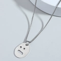 Collana minimalista in acciaio inossidabile argento con ciondolo a motivo viso cavo - Argento