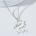 Collana con ciondolo a forma di drago argento e catena minimalista in stile hip-hop retrò - Argento