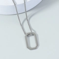 Collana minimalista argento con pendente quadrato geometrico e catena a maglie - Argento