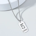 Collana in acciaio inossidabile argento con pendente rettangolare e numero 5 traforato - Stile Traforato Numero 5 / Argento
