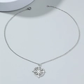 North Star disk pendant necklace with classic O-chain in polished silver finish - Silver