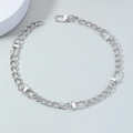Industrial minimalist stainless steel necklace chain with polished lobster clasp rings - Silver