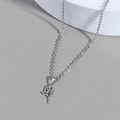 Hollow rose pendant necklace in silver stainless steel with minimalist O-chain style - Silver (Hollow Rose Style)