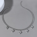 Collana a catena cubana in acciaio inossidabile argento con cinque teschi punk - Argento