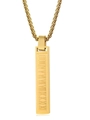 Gold square pillar necklace for men with Roman numeral engraving on a box chain - Gold