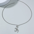 Pendaglio teschio scheletro di unicorno argento con catena in acciaio per uomo - Argento