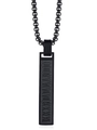 Men's matte black square pillar necklace featuring engraved Roman numerals on a box chain - Black