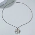 Collana vintage Albero della Vita in argento con cristalli rossi da uomo - Rosa