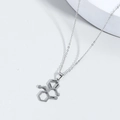 Collar con colgante de estructura molecular química en acero inoxidable pulido color plata - Color Acero
