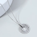 Dreiring-Stufenanhänger Halskette aus silbernem Edelstahl mit geometrischem Industriedesign - Silber (Stahl)