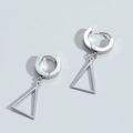 Pendientes de aro geométricos minimalistas de acero inoxidable con colgante triangular - Color Acero