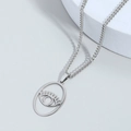 Collana con ciondolo occhio di Horus argento dal design ovale vuoto su base in pietra grigia - Color Acciaio