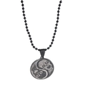 Collana con pendente teschio yin yang in stile gotico in acciaio al titanio con perline - Motivo a Teschio