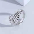 Hip hop punk style S925 sterling silver skeleton hand ring with polished finish - One Size / Silver