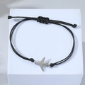 Bracciale in corda intrecciata con ciondolo a forma di aereo in acciaio inossidabile - Ciondolo Argento - Corda Nera