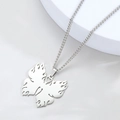 Minimalist silver butterfly flame pendant necklace in polished titanium steel for men and women - Steel