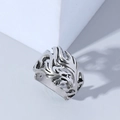 Men's retro silver hollow flame dragon ring with vintage punk aesthetic and bold texture - Steel
